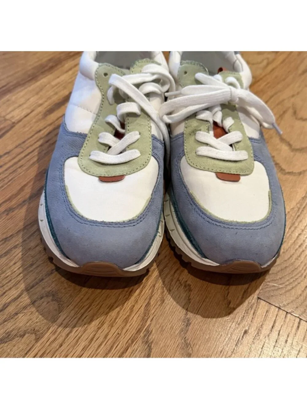 Madewell MWL Womens 7 Sneakers Colorblock Blue Green White Orange Retro Inspired